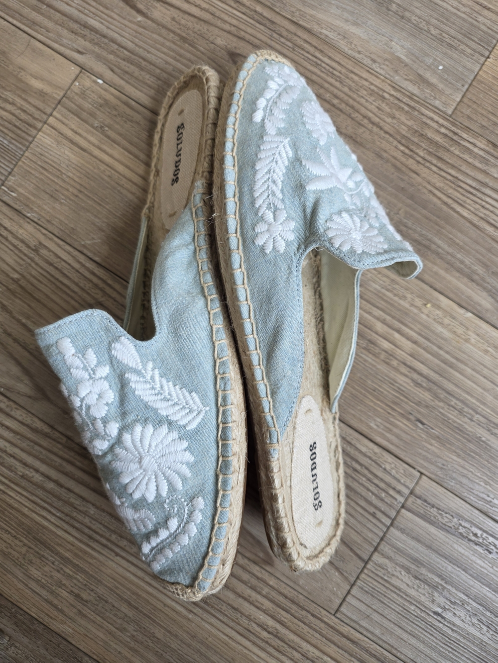 Soludos Light Blue Embroidered Slip-On Mules - Picture 2 of 6